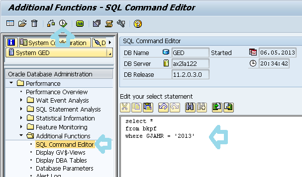 Ejecutar consultas SQL complejas en SAP, join.